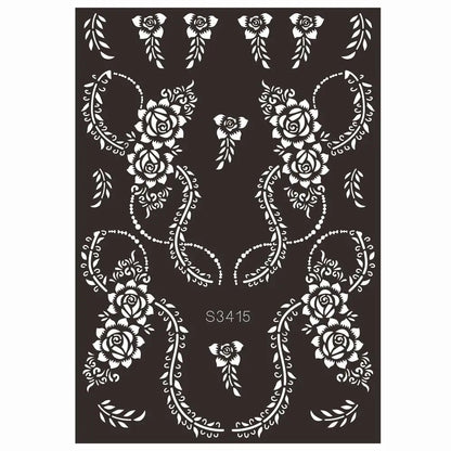 sengpan Reusable Temporary Henna Tattoo Stencil for Hand Arm Sleeve Mehndi Stencils Designs Painting Template DIY Tattoo Supplies