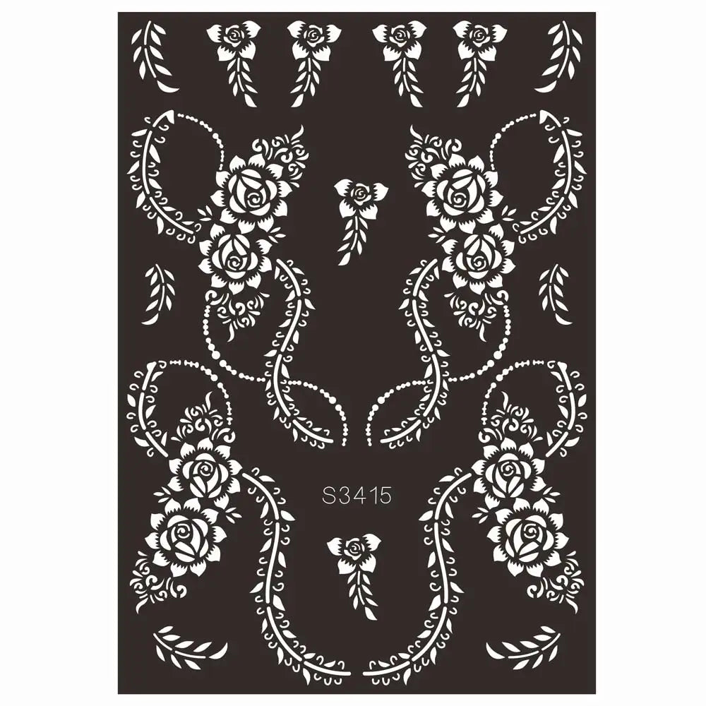 sengpan Reusable Temporary Henna Tattoo Stencil for Hand Arm Sleeve Mehndi Stencils Designs Painting Template DIY Tattoo Supplies