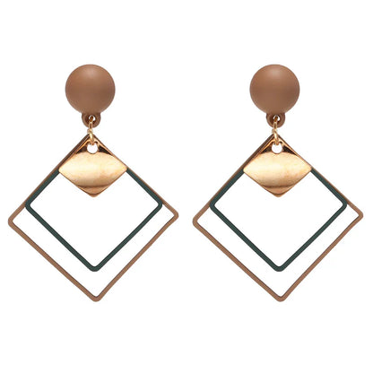 Lianfudai 2024 Korean Long Statement Geometric Triangle Tassel Dangle Drop Earrings For Women Earrings Fashion Jewelry Oorbellen Brincos