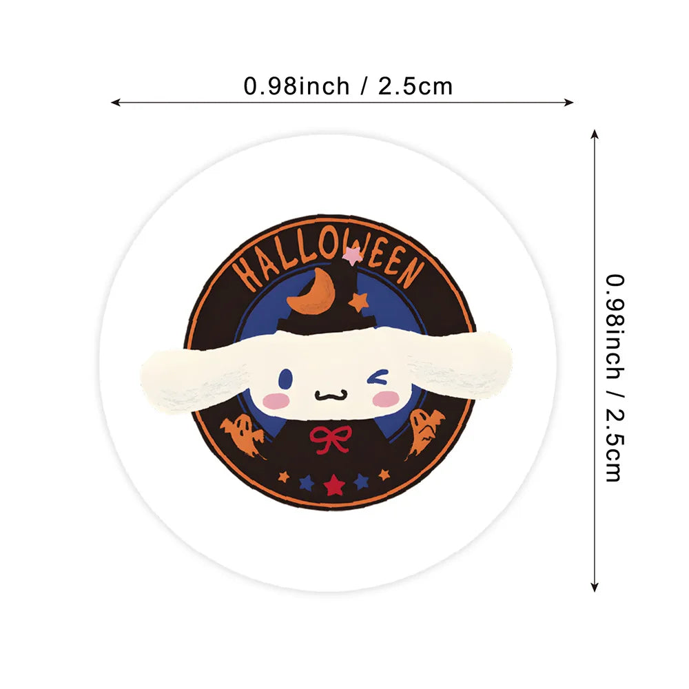 sengpan 500pcs/Roll Halloween Sanrio Cute Cartoon Sealing Sticker DIY PVC Laptop Decals Decoration Stiker Reward Gift Toys