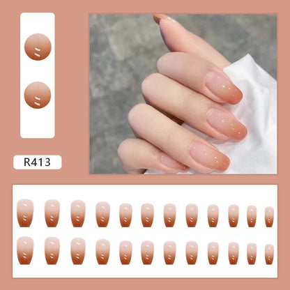 sengpan 24Pcs French With Drill Short Fake Nails Press On Nail Tips Artificial Full Cover Cute Bow Wearing False Nails Art Free Shipping