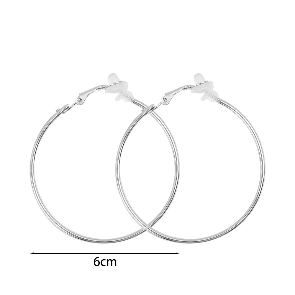 sengpan  -  4/5/6/7cm Hoop Earrings Set Big Circle Earrings Jewelry for Women Girls Ear Clip Punk Style Earrings Fashion Jewelry Accessories