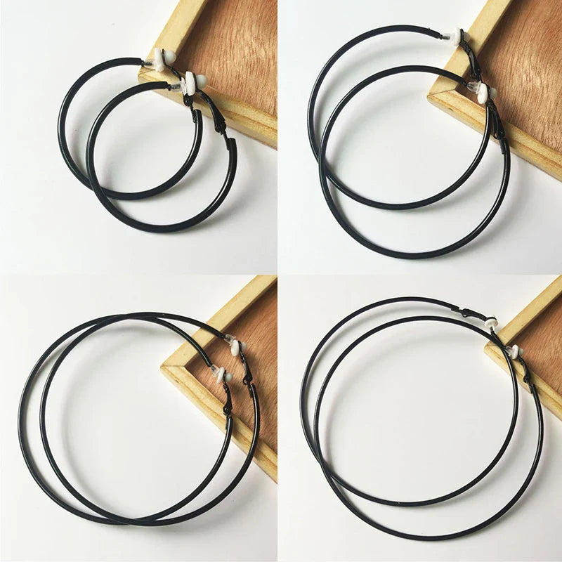 sengpan Round Circle Hoop Earrings Clip Without Piercing Women Gold Silver Stainless Steel Plating Rings Ear Clips Fashion Jewelry Gift