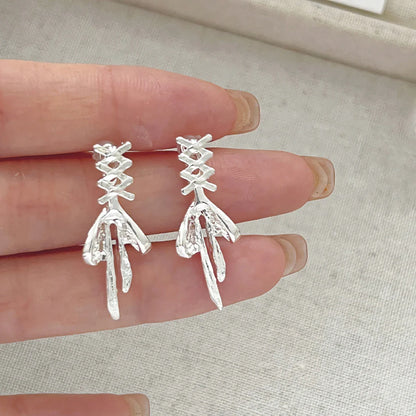 sengpan Sweet Heart Crystal Ribbon Bowknot Stud Earrings for Women Inlaid Zircon Hollow Bow Korean Style Girl Earrings Y2K Jewelry Gifts