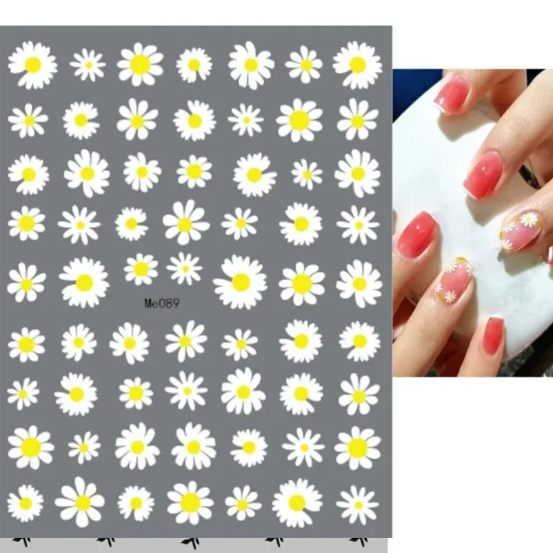 sengpan Simple Flowers 3D Nail Stickers Spring Summer Blossom Floral Tulip Fruit Nail Art Decals Adhesive Sliders Manicure Decorations