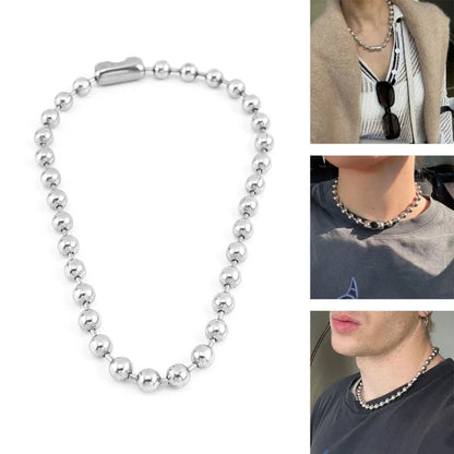 sengpan Women Choker Big Ball Punk Jewelry 7.5mm Alloy Bead Clavicle Chain Ball Necklace Link Necklaces for Men Girls Gift