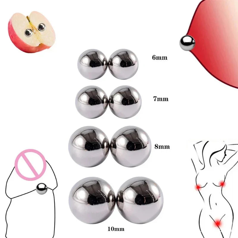 sengpan Fake Piercing Strong Magnetic Nipple Rings Orb Sexy Toys for Couple Magnet Nipple Piercing BDSM Link Clamps Clitoris Bondage