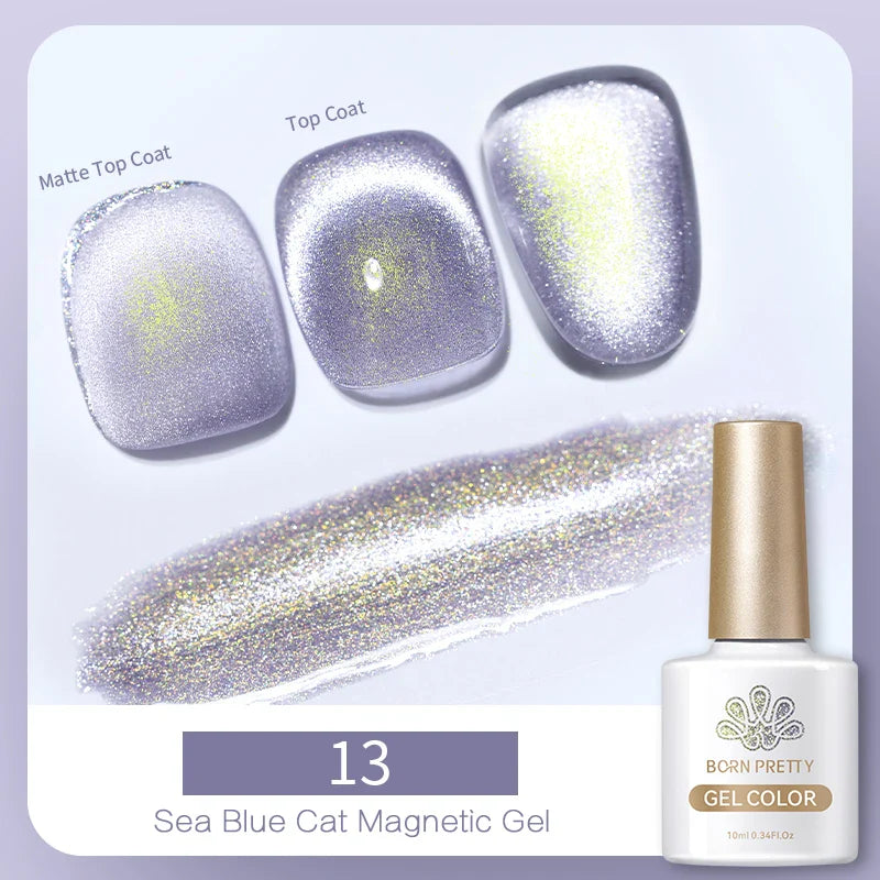 sengpan 10ml Double Light Reflective Glass Cat Magnetic Gel Sparkling Rainbow Color Gel Nail Polish Varnis Semi Permanent