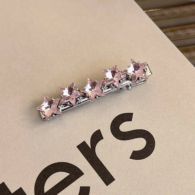 sengpan Y2K Pink Rhinestone Butterfly Bow Star Heart Hairpins Barrettes Women Korean Fashion Kpop Hair Clip Accessories