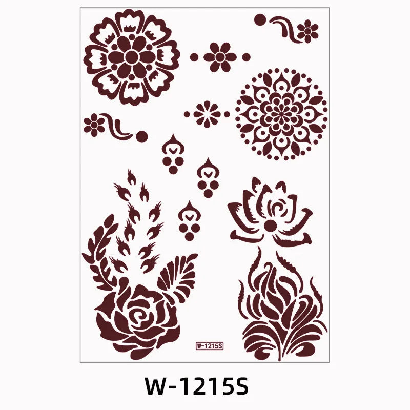 sengpan Brown Henna Temporary Tattoos for Women Henna Sticker for Hand Fake Tatoo Women's Body Protection Tattoo Dulhan Moroccan Design