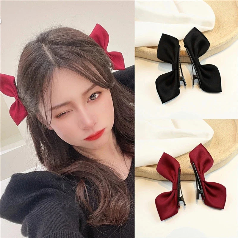 sengpan Oversized Bow Hair Accessories Fashion Satin Ribbon Hairpins Big Bow Hairpins Women Girls Satin Ladies Hairpins Cute