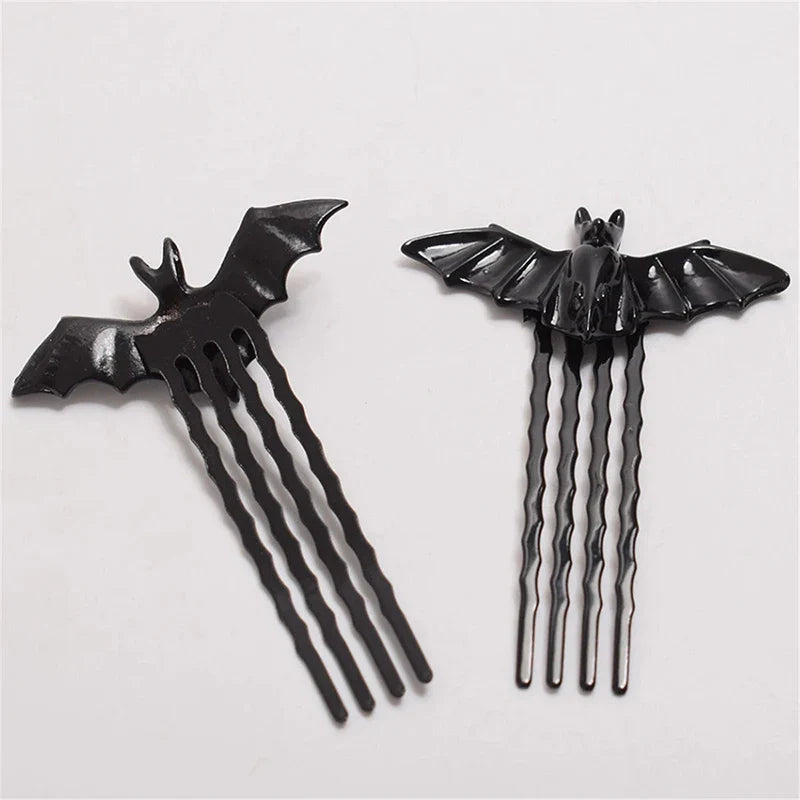 sengpan High Quality 1Pair Retro Bat Hairpin Halloween Fancy Dress Bat Bobby Pin Party Cosplay Props Durable Solid Color Hairpin