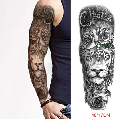 sengpan Waterproof Temporary Tattoo Sticker Anubis Ancient Egypt Greece Zeus Eye Full Arm Fake Tatto Flash Tatoo Sleeve for Men Women