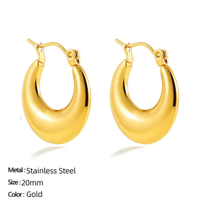 sengpan Classic Stainless Steel Ear Buckle for Women Trendy Gold Color Small Large Circle Hoop Earrings Punk Hip Hop Jewelry Accessories