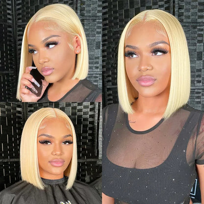 sengpan Blonde Bob Wig Human Hair 613 Lace Front Wig Human Hair 180% Density 13x4 HD Lace Frontal Wigs Human Hair Pre Plucked