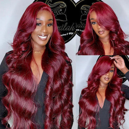 sengpan Burgundy 99J Body Wave 13x6 Hd Lace Frontal Human Hair Wig Transparent Lace Front Wigs For Women Brazilian Red Colored Remy Wig