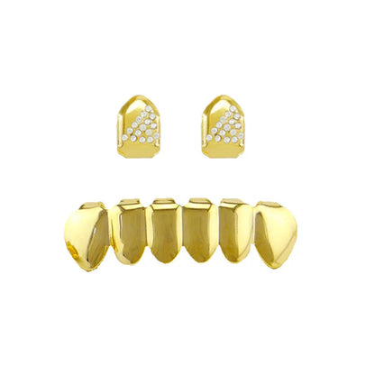 sengpan Single Hip Hop Teeth Grillz Fashion Rhinestones Gold Color Removable Grills Dental Mouth Punk Teeth Caps Jewelry Gift