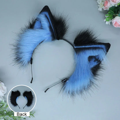 sengpan Halloween Gothic Style Headband Simulation Plush Cat Ear Hairband Bat Wings Hair Hoop Cosplay Hair Accessories Dress Up Prop