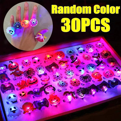 sengpan Halloween Luminous Rings Creative Cute Pumpkin Ghost Eye Ghost Pirate Spider Web Children Toys Halloween Flash Finger Rings