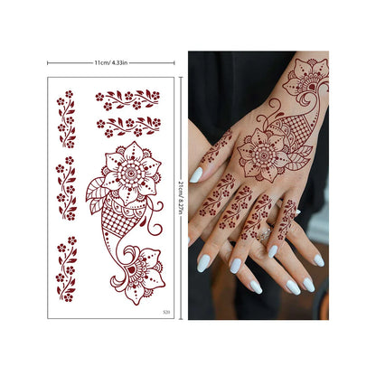 sengpan Red Lace Henna Tattoo Sexy Maroon Tattoo Stickers Waterproof India Mehndi Design Temporary Tattoos Finger Hand Tattoo For Women