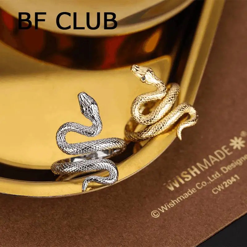 sengpan Original 925 Sterling Silver Gold Snake Rings For Women Counple Wedding Engagement Silver Women's Vintage Ring Fine Jewelry