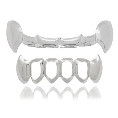 sengpan Hip-hop copper-plated tiger teeth half-bite retainer men women with Halloween false teeth props accessories teeth jewelry