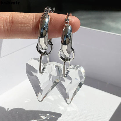 sengpan advanced design metal transparent imitation crystal earrings women's light luxury earrings drop earrings