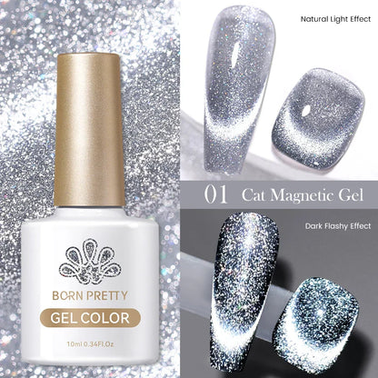 sengpan Super Holos Cat Magnetic Nail Gel Polish for Nails 10ml Soak Off Holographics Laser Gel Polish Auroras Glimmer Nails