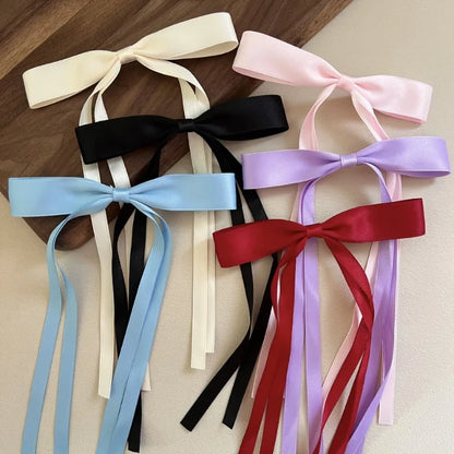 sengpan Red Bow Women's Hair Clip Satin Ribbon Tassel Fashion 2024 Banquet Club Party Side Clip For Femme New Headwear Accessories 2Yk