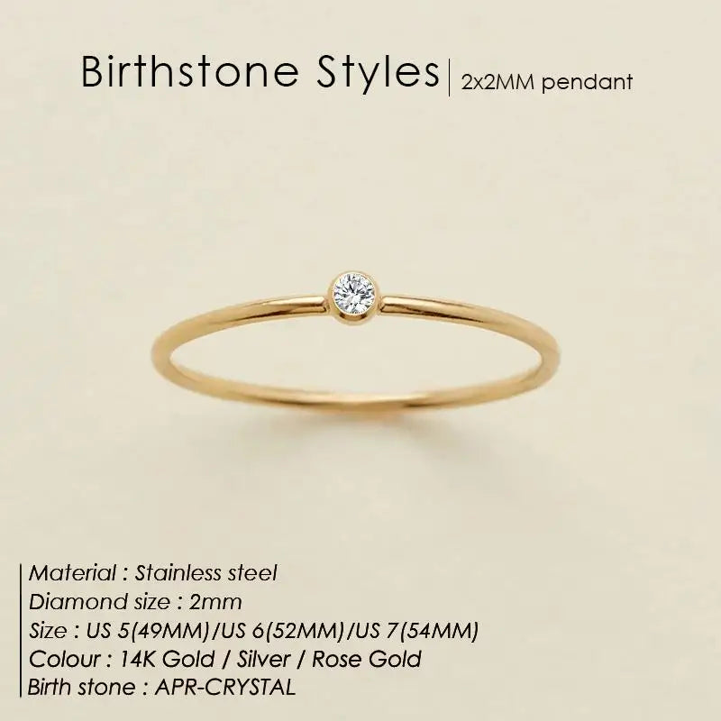 sengpan 316L Stainless Steel Birthstone Ring for Woman Gold Color Simple Style Ring Festival Party Fashion Jewelry Dropshipping