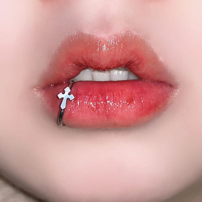 sengpan Stainless Steel Lip Ring Hinged Star Bites Piercing Nose rings Earrings Spicy Girl Heart Vertical Labret Piercing Body Jewelry