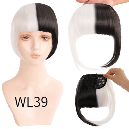 sengpan Synthetic Fake Hair Bangs Hair Clips For Extensions Natural Straigth Black Invisible Wig Women Natural Neat Hair Bang