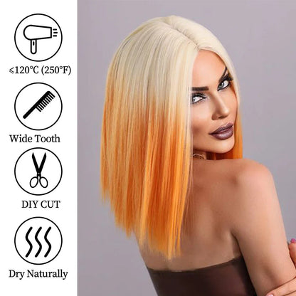 sengpan Red Bob Wig for Women Short Straight Middle Part Wigs Cosplay Party Synthetic Heat Resistant Fake Hair Shoulder Length Wig