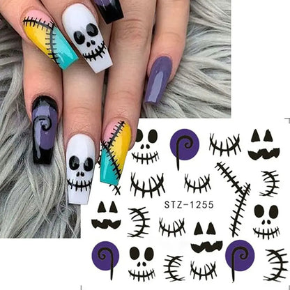 sengpan Halloween Pumpkins Nail Art Water Decals Stickers Spiders Web Fake Nail Accessories Nail Art Decoration Mummy Ghost