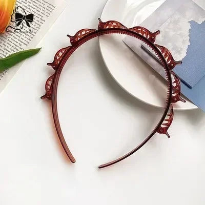 Lianfudai New Double Band Headbands for Women Hairstyle Fashion Non-Slip Hair Bands with Clips  Bezel Hair Hoop Hair Headwear