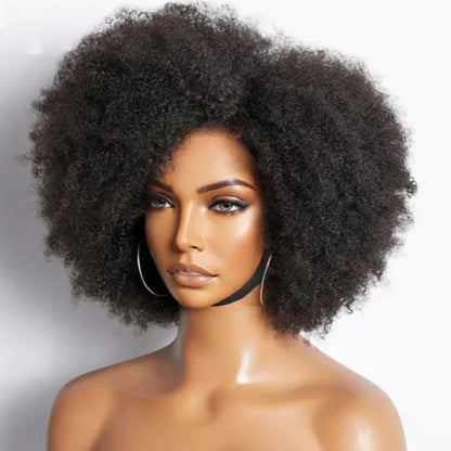 sengpan Afro Kinky Curly Lace Front Wig Brazilian Afro Short Bob Human Hair Wig 13x4x2 HD Lace Natural Hairline 250% Density 12A