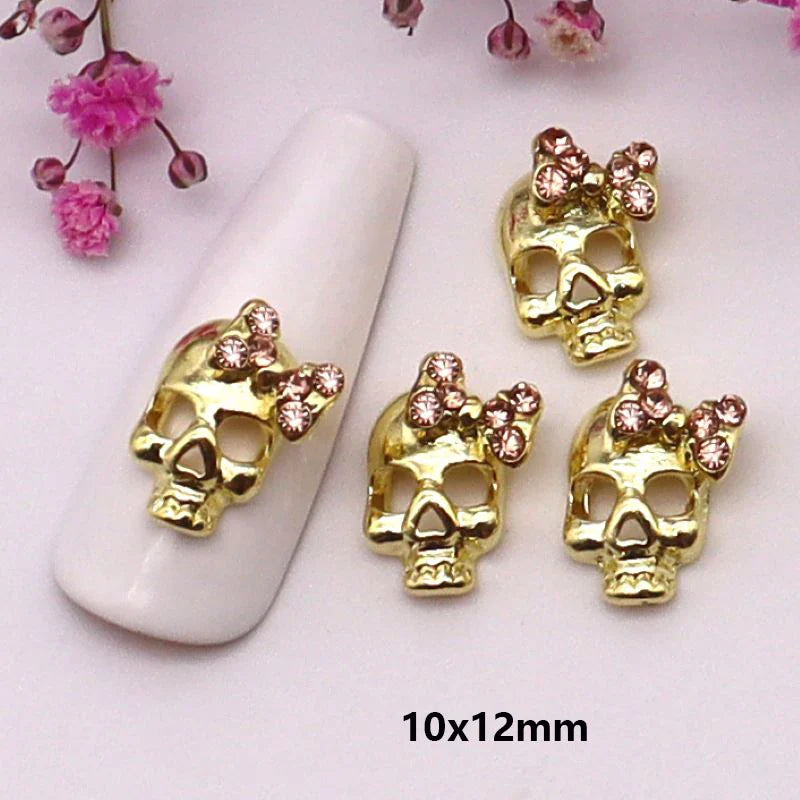 sengpan 10pcs/Pack Metal Halloween Collection Nail Art Decorations Pumpkin Skeleton Spider Skull Shiny Rhinestone Charm Nail Accessories