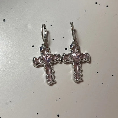 sengpan Classic Cross Crystal Replaceable Exquisite silver Color Earrings For Women Men Hiphop Party Jewelry Gifts