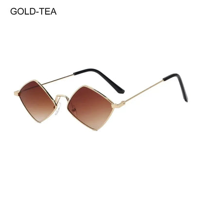 sengpan Summer Women Sunglasses Irregular Vintage Small Frame Rhombus Ladies Sunglasses Shades Retro Alloy Eyewear Black