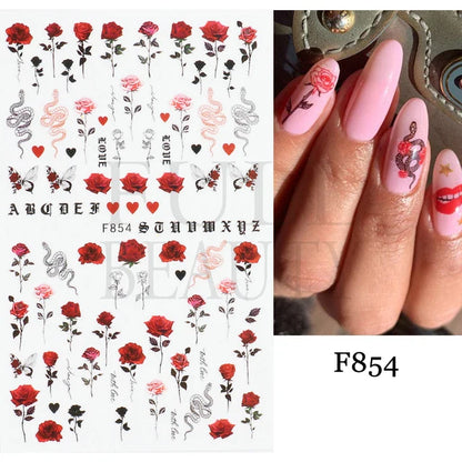 sengpan 3D Halloween Nail Art Stickers Horror Ghost Skull Evil Eye Anime Decals Bloody Rose Sticker for Nail Manicure Decoration LEBF956