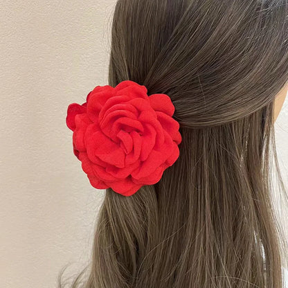 sengpan New Rose Hair Claws Hairpin Elegant Sweet Korean Lady Fabric Rose Flower Hair for Women Headwear Bow Girls Ponytail Holder Hair