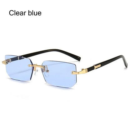 sengpan Trendy Rimless Sunglasses for Men Women Fashion Frameless Rectangle Sun Glasses Retro Shades Summer Traveling Eyewear UV400