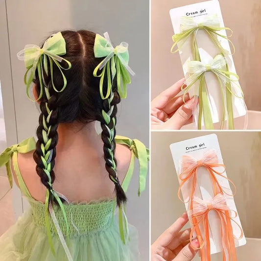 sengpan New Fashion Kids Bow Strap Hairpin Baby Weaving Headwear Long Beauty Girls Hairpins Fashion Children's Hair Accessories