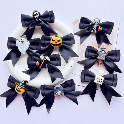 Lianfudai 1PC New Halloween Bows Hair Clips Ghost Witch Hat Pumpkin Hairpins For Baby Girls Hairgrips Barrettes Party Hair Accessories