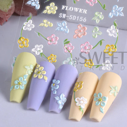 sengpan 5D Halloween Hand Bones Nail Art Sticker Flower Petal Engraved Slider Decal DIY Manicure Decoration Tips Nail Accessories Tools