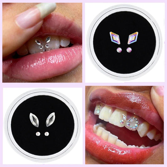 sengpan 4pcs/box Dental Acrylic Crystal Jewelry Tooth Gem Tooth Beauty Diamond Ornaments Set Flat Decoration Teeth Whitening Material