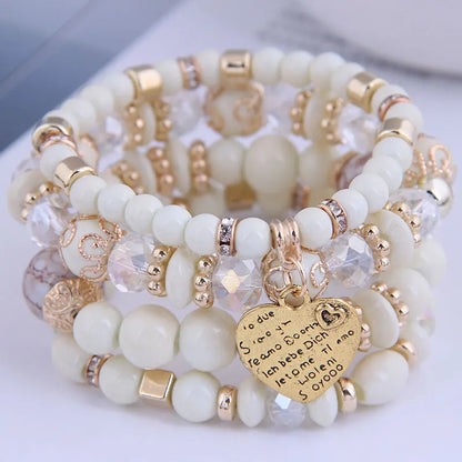 sengpan  Bohemian White Crystal Beads Strand Bracelets For Women Girls Ethnic Tree Of Life Charm Wrap Bracelet Pulseira Feminina