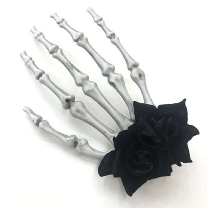 sengpan Skull Skeleton Hand Retro Rose Hair Clip Cos Hair Accessories Bone Hairpin Halloween Party Gifts For Women Hair Accessories