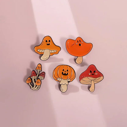 sengpan Horror Mushroom Enamel Pins Halloween Pumpkin Ghost Brooches Lapel Backpack Badges Punk Gothic Jewelry Gift For Kids Friends