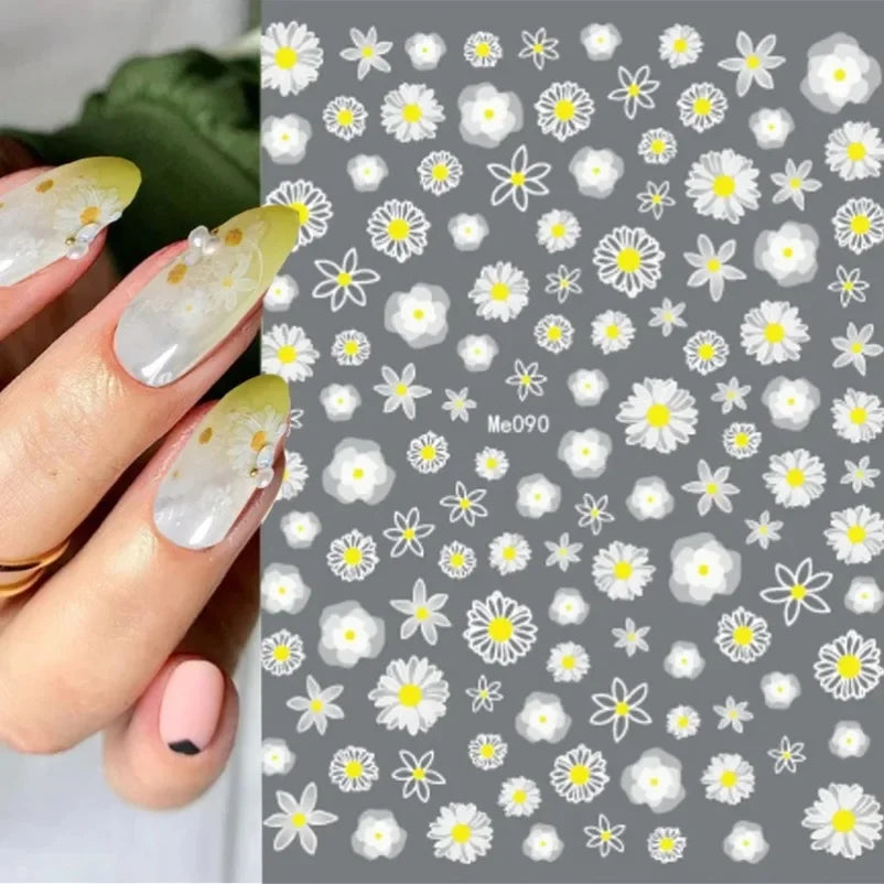 sengpan Simple Flowers 3D Nail Stickers Spring Summer Blossom Floral Tulip Fruit Nail Art Decals Adhesive Sliders Manicure Decorations